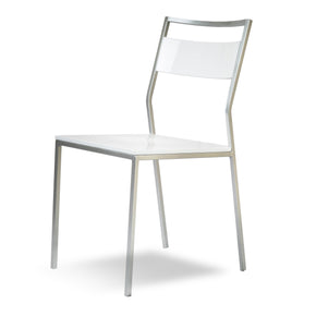 Bellamy - Stylish glossy chrome frame chair white gloss